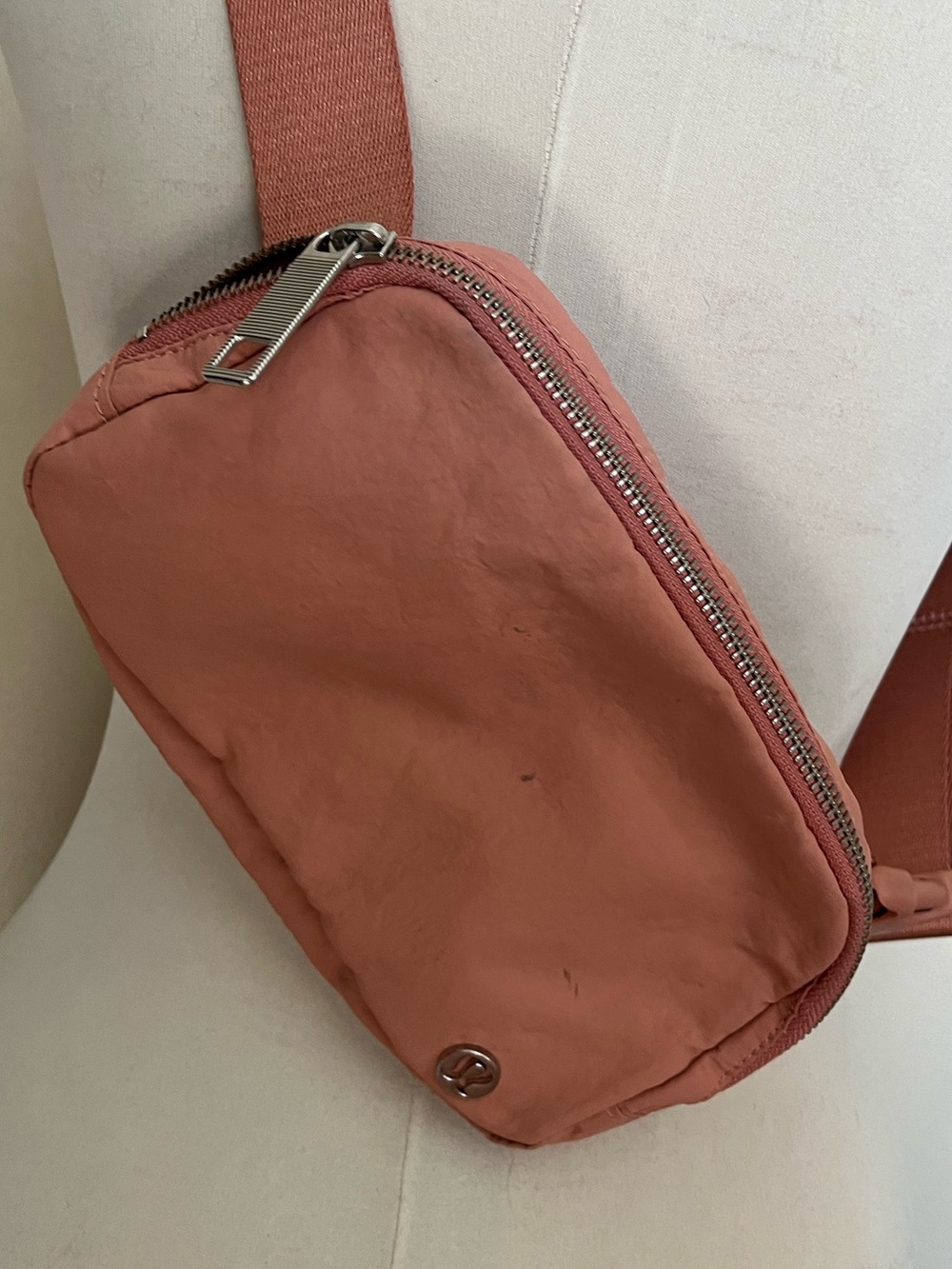 lululemon athletica Salmon/Pink Belt Bag with Silver Zip
